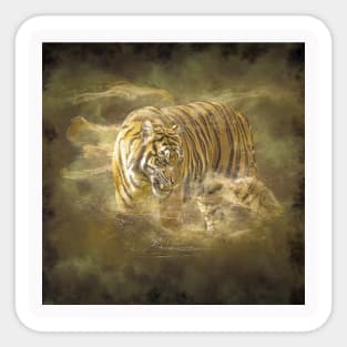 Tiger Animal Feline Wild Life Jungle Nature Freedom Travel Africa Digital Painting Sticker